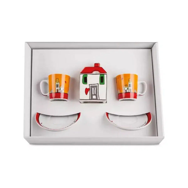 Conjunto 2 Xícaras Espresso com Pires 100ml + Açucareiro Vermelho Le Casette Egan