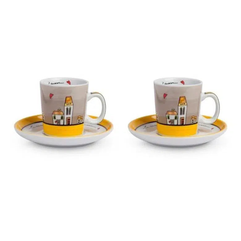 Conjunto 2 Xícaras Espresso com Pires 100ml Amarelo Le Casette Egan