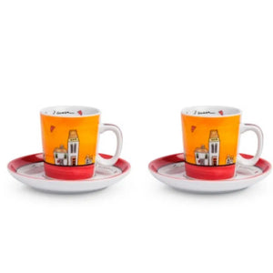 Conjunto 2 Xícaras Espresso com Pires 100ml Vermelho Le Casette Egan