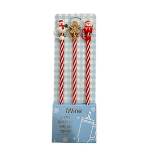 Conjunto 3 Canudos Para Bebidas Natal Silicone Vermelho / Branco