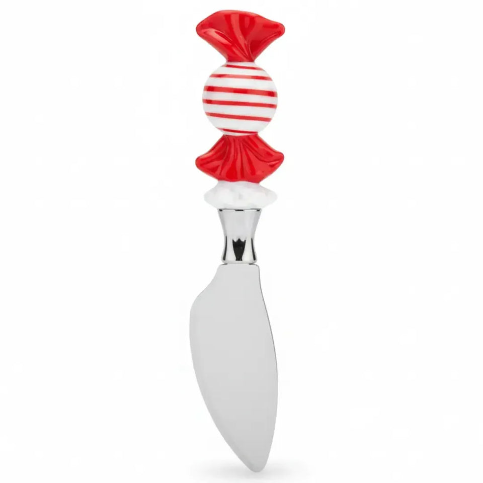 Conjunto 3 Espátulas Queijo Metal / Vidro Doces Natal Vermelho / Branco