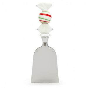 Conjunto 3 Espátulas Queijo Metal / Vidro Doces Natal Vermelho / Branco