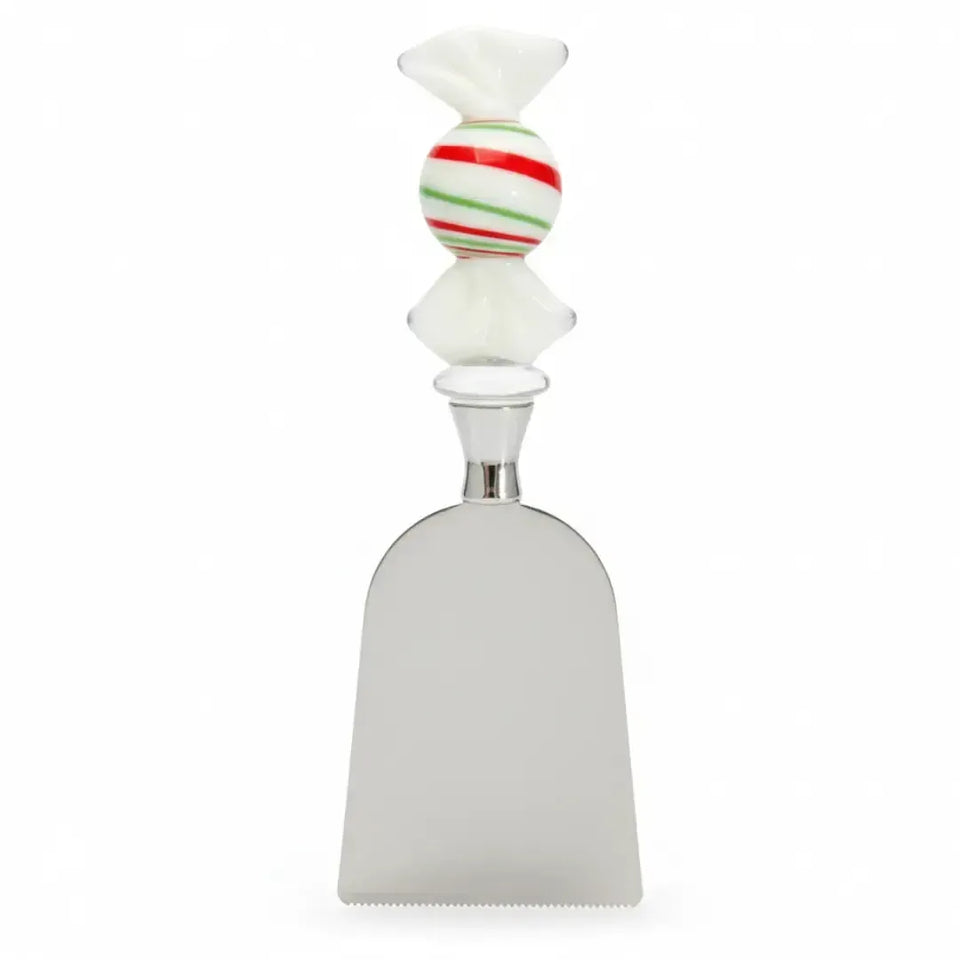 Conjunto 3 Espátulas Queijo Metal / Vidro Doces Natal Vermelho / Branco