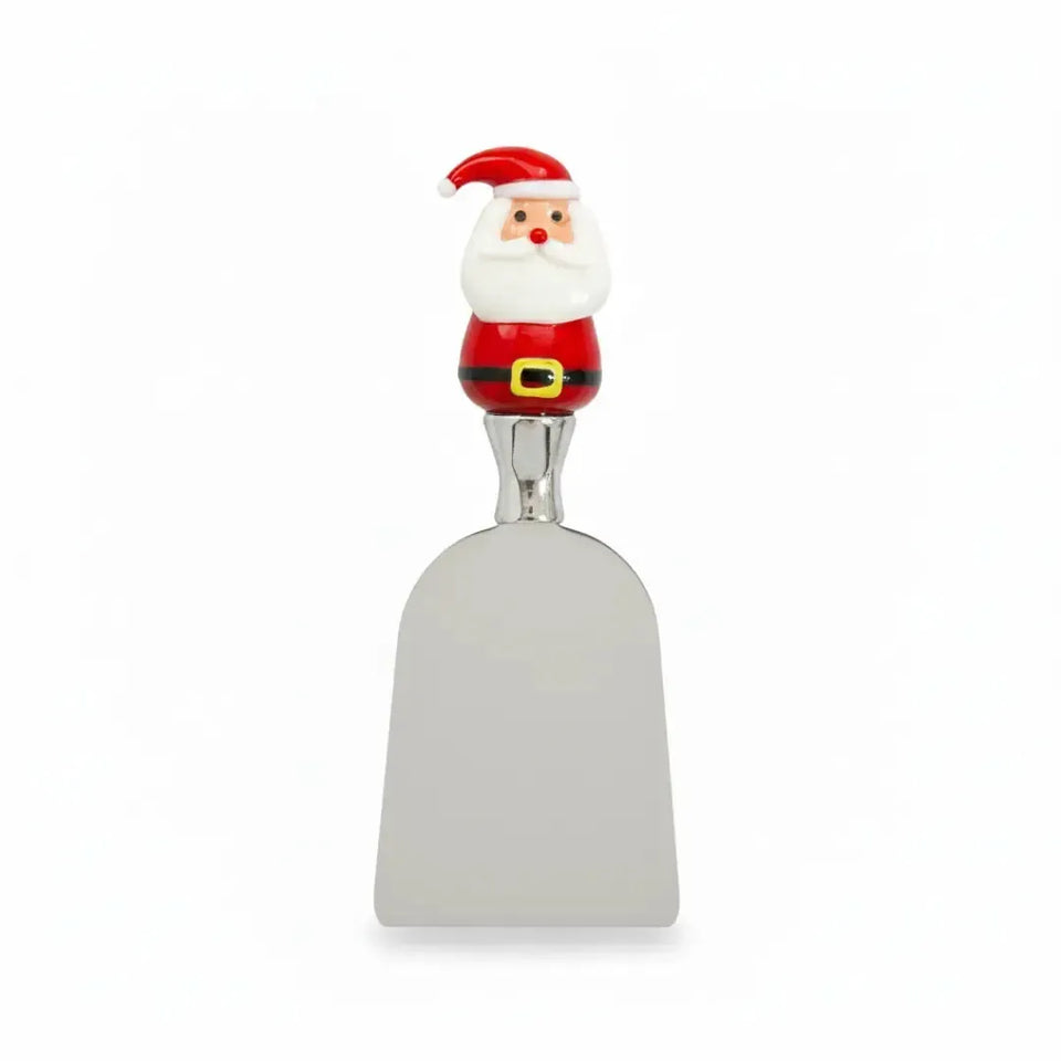 Conjunto 3 Espátulas Queijo Metal /Vidro Papai Noel Boneco Neve Natal Vermelho /Branco