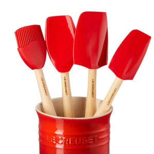 Conjunto 3 Espátulas e 1 Pincel Craft com Porta Utensílios Cerâmica Clássico Vermelho 1,1L Le Creuset