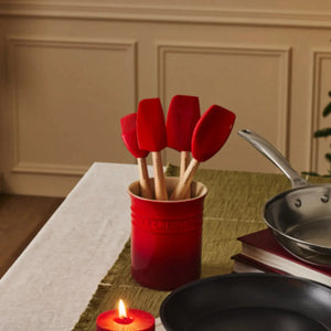 Conjunto 3 Espátulas e 1 Pincel Craft com Porta Utensílios Cerâmica Clássico Vermelho 1,1L Le Creuset