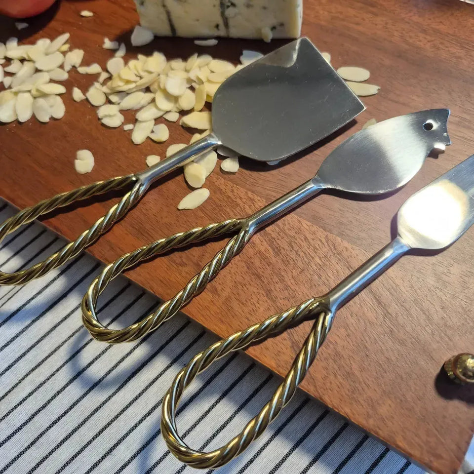 Conjunto 3 Peças para Queijo Alumínio com Cabo Corda Metal Object Bahali