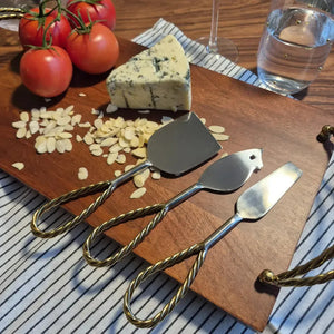 Conjunto 3 Peças para Queijo Alumínio com Cabo Corda Metal Object Bahali