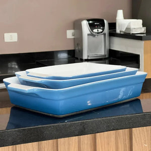 Conjunto 3 Travessas Retangulares Cerâmica Breeze Refúgio