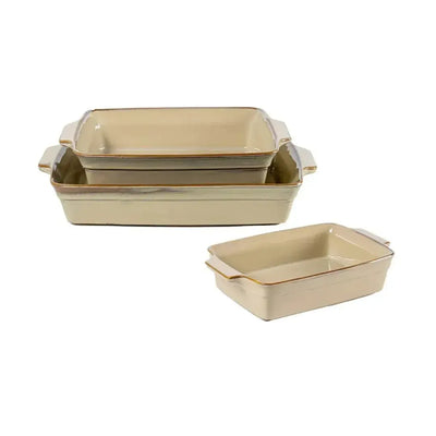 Conjunto 3 Travessas Retangulares Cerâmica Latte Refugio