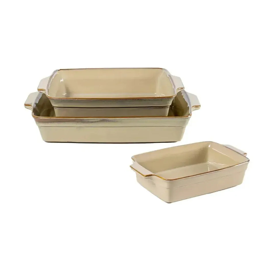 Conjunto 3 Travessas Retangulares Cerâmica Latte Refugio