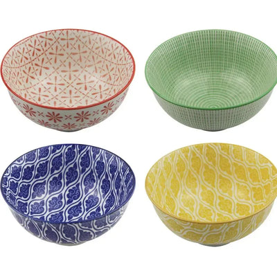 Conjunto 4 Bowls Cerâmica Colorido Decorativo 6x12cm