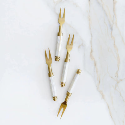 Conjunto 4 Garfos Aperitivo Luxo Madrepérola Branco