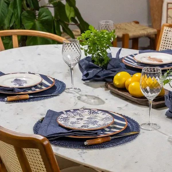 Conjunto 4 Jogos Americanos Lace Marinho 38cm