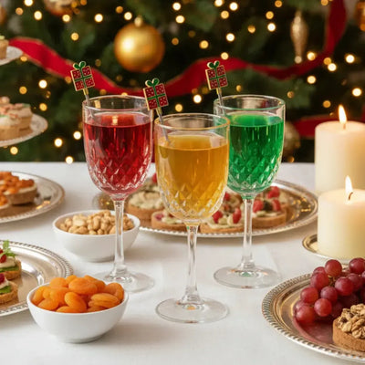 Conjunto 4 Peças Misturador Bebidas Metal Presente Natal Zinco Verde / Vermelho