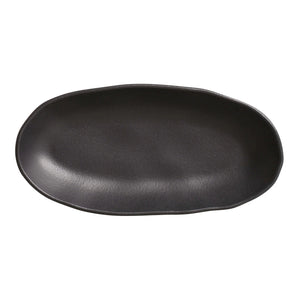 Conjunto 4 Travessas Grande Oval Funda Stoneware Orgânico Preto Matte 32x16 Porto Brasil