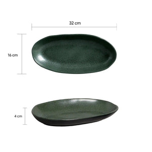 Conjunto 4 Travessas Oval Funda Grande Stoneware Orgânico Arauco/Greenery 32x16cm 650ml Porto Brasil