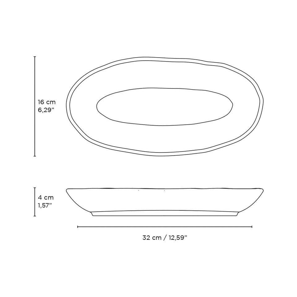 Conjunto 4 Travessas Oval Funda Grande Stoneware Orgânico Arauco/Greenery 32x16cm 650ml Porto Brasil