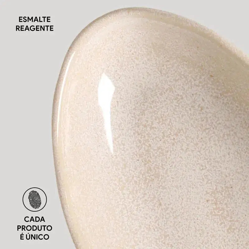 Conjunto 4 Travessas Oval Funda Grande Stoneware Orgânico Latte 32x16cm 650ml Porto Brasil