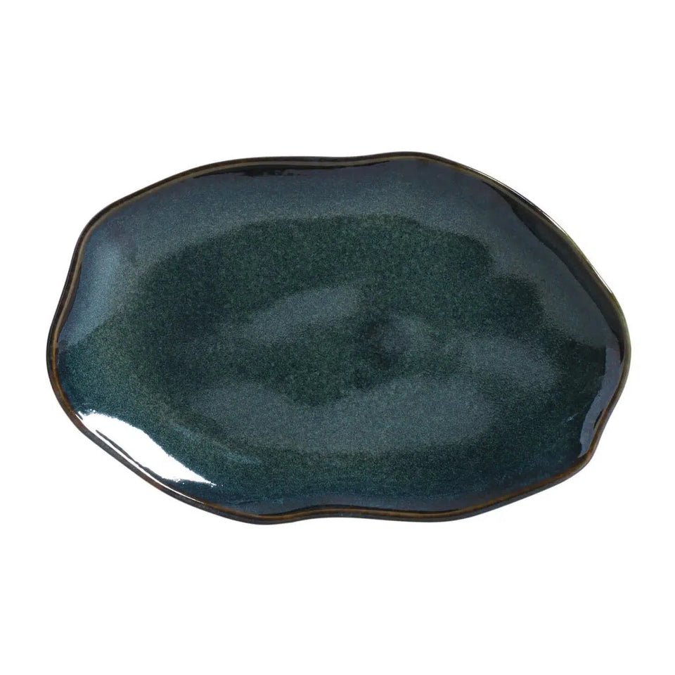 Conjunto 4 Travessas Oval Rasa Média Stoneware Bio Orgânico Oceano 30x20 Porto Brasil