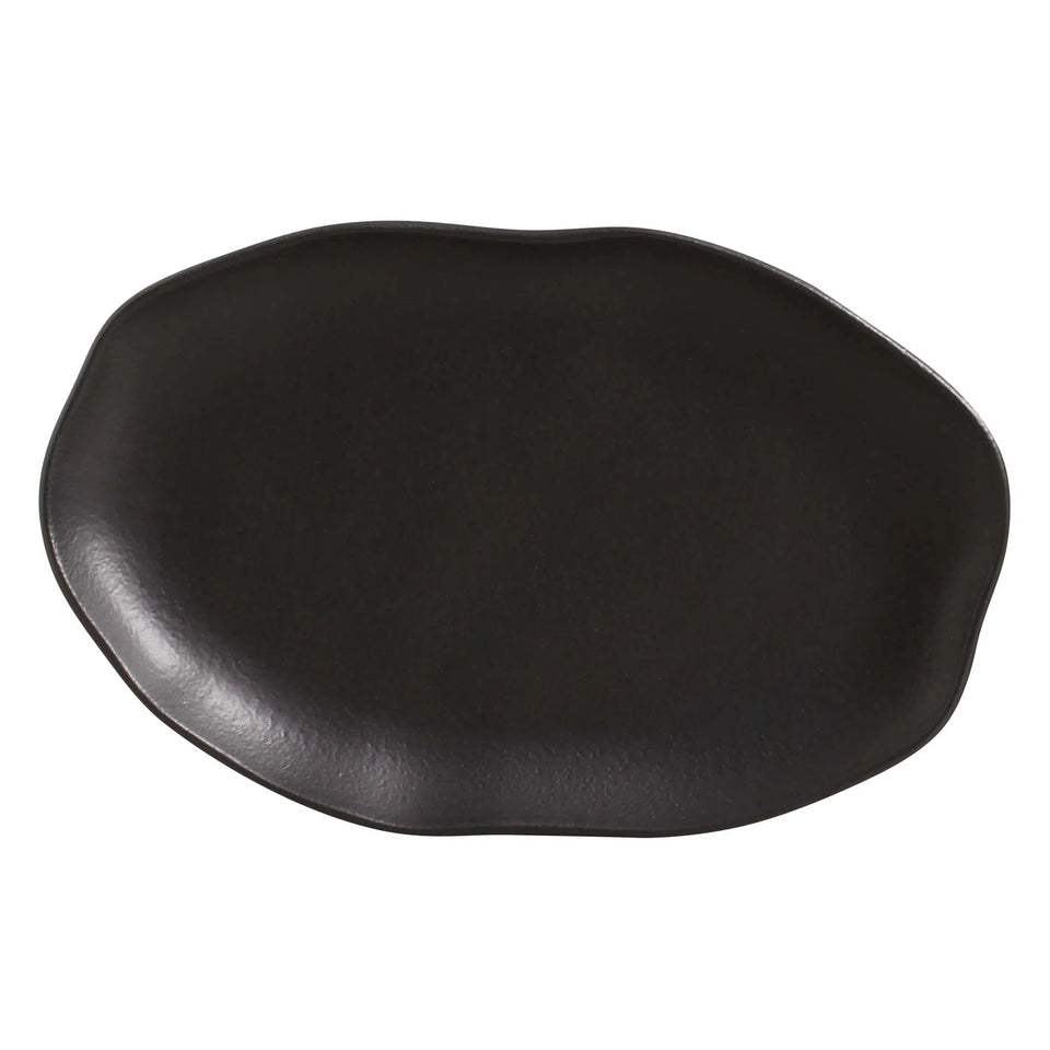 Conjunto 4 Travessas Oval Rasa Média Stoneware Orgânico Preto Matte 30x20cm Porto Brasil