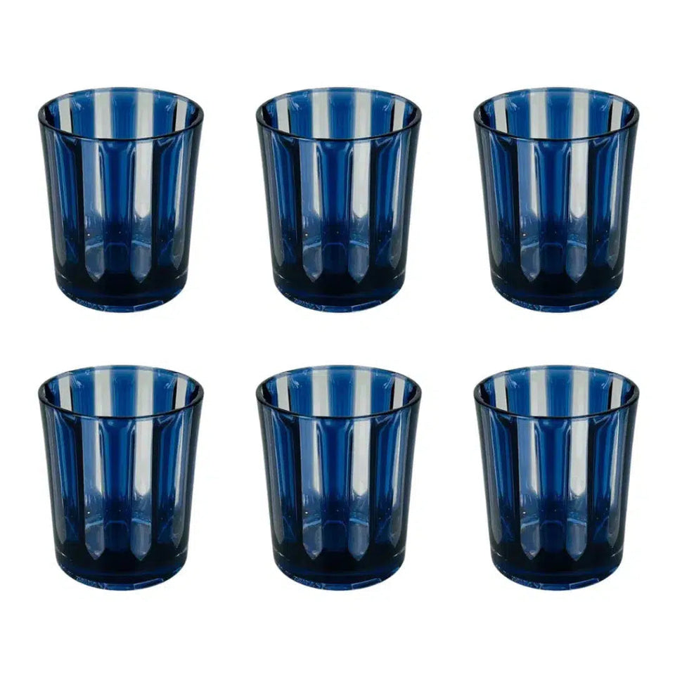 Conjunto 6 Copos Acrílico Azul Linha Náutica 300ml