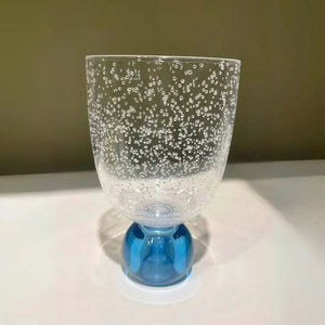 Conjunto 6 Copos Acrilico Detalhes Bolhas base Esfera Transparente / Azul Linha Sintonia 360ml