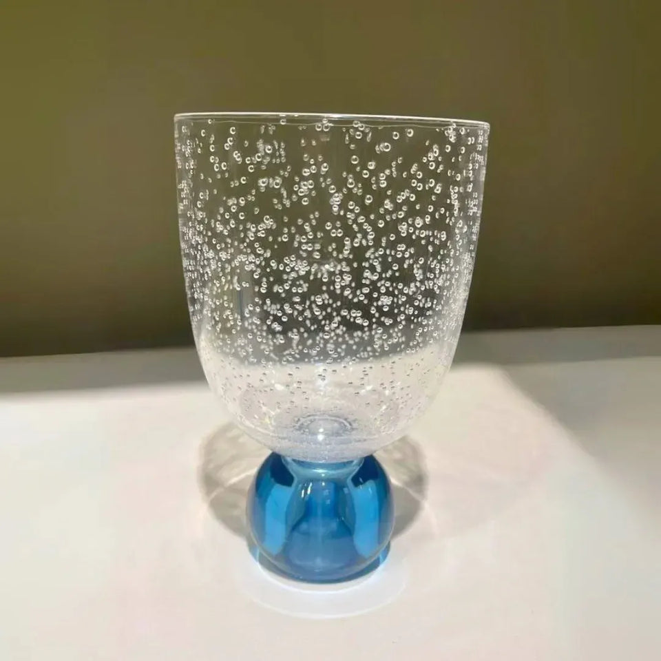 Conjunto 6 Copos Acrilico Detalhes Bolhas base Esfera Transparente / Azul Linha Sintonia 360ml