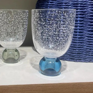 Conjunto 6 Copos Acrilico Detalhes Bolhas base Esfera Transparente / Azul Linha Sintonia 360ml