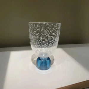 Conjunto 6 Copos Acrilico Detalhes Bolhas base Esfera Transparente / Azul Linha Sintonia 360ml