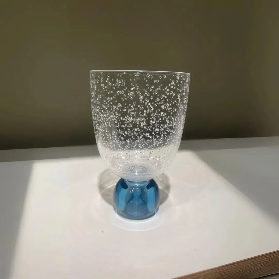 Conjunto 6 Copos Acrilico Detalhes Bolhas base Esfera Transparente / Azul Linha Sintonia 360ml