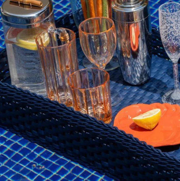 Conjunto 6 Copos Acrílico Laranja Linha Náutica 300ml