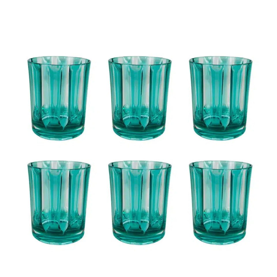 Conjunto 6 Copos Acrílico Verde Tiffany Linha Náutica 300ml