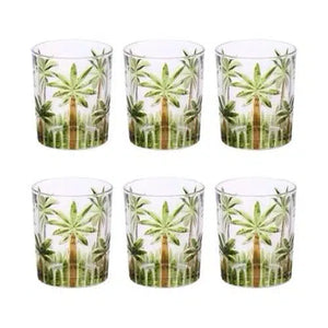 Conjunto 6 Copos Baixos 340ml Palm Tree Handpaint