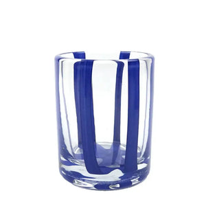 Conjunto 6 Copos Baixos Vidro Transparente com Faixas Azuis 280ml