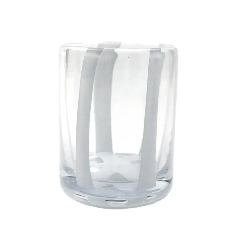 Conjunto 6 Copos Baixos Vidro Transparente com Faixas Brancas 280ml