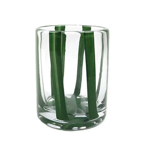 Conjunto 6 Copos Baixos Vidro Transparente com Faixas Verdes 280ml