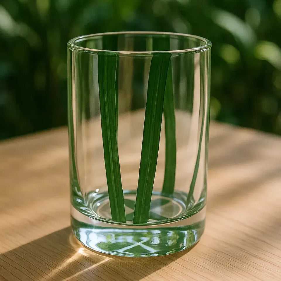 Conjunto 6 Copos Baixos Vidro Transparente com Faixas Verdes 280ml