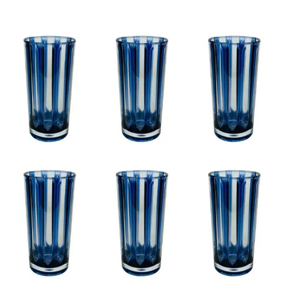 Conjunto 6 Copos Long Drink Acrílico Azul Linha Náutica 500ml