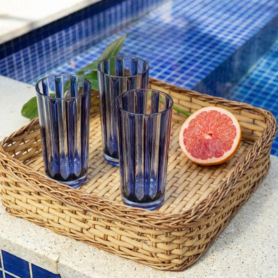 Conjunto 6 Copos Long Drink Acrílico Azul Linha Náutica 500ml