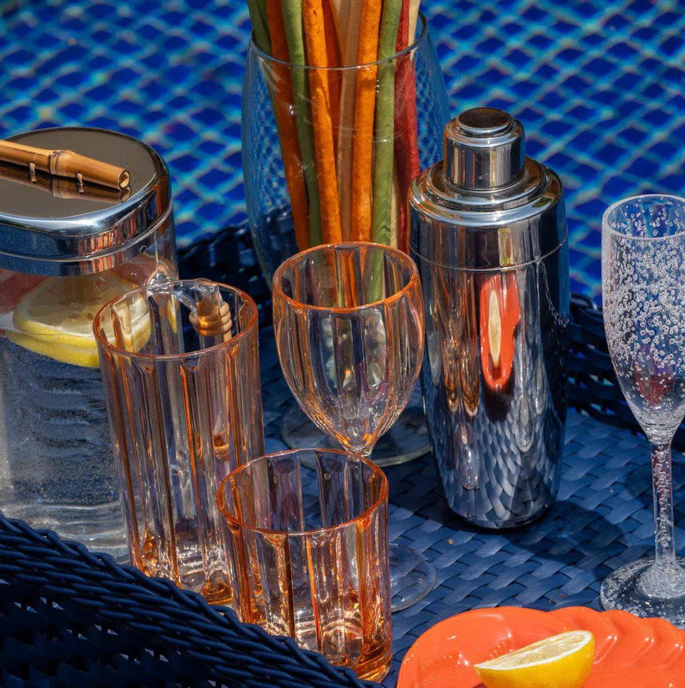 Conjunto 6 Copos Long Drink Acrílico Laranja Linha Náutica 500ml