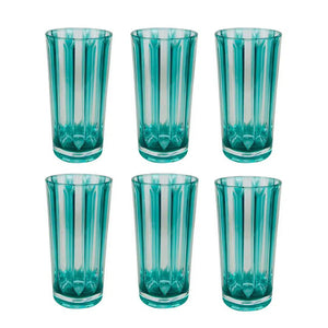 Conjunto 6 Copos Long Drink Acrílico Verde Tiffany Linha Náutica 500ml