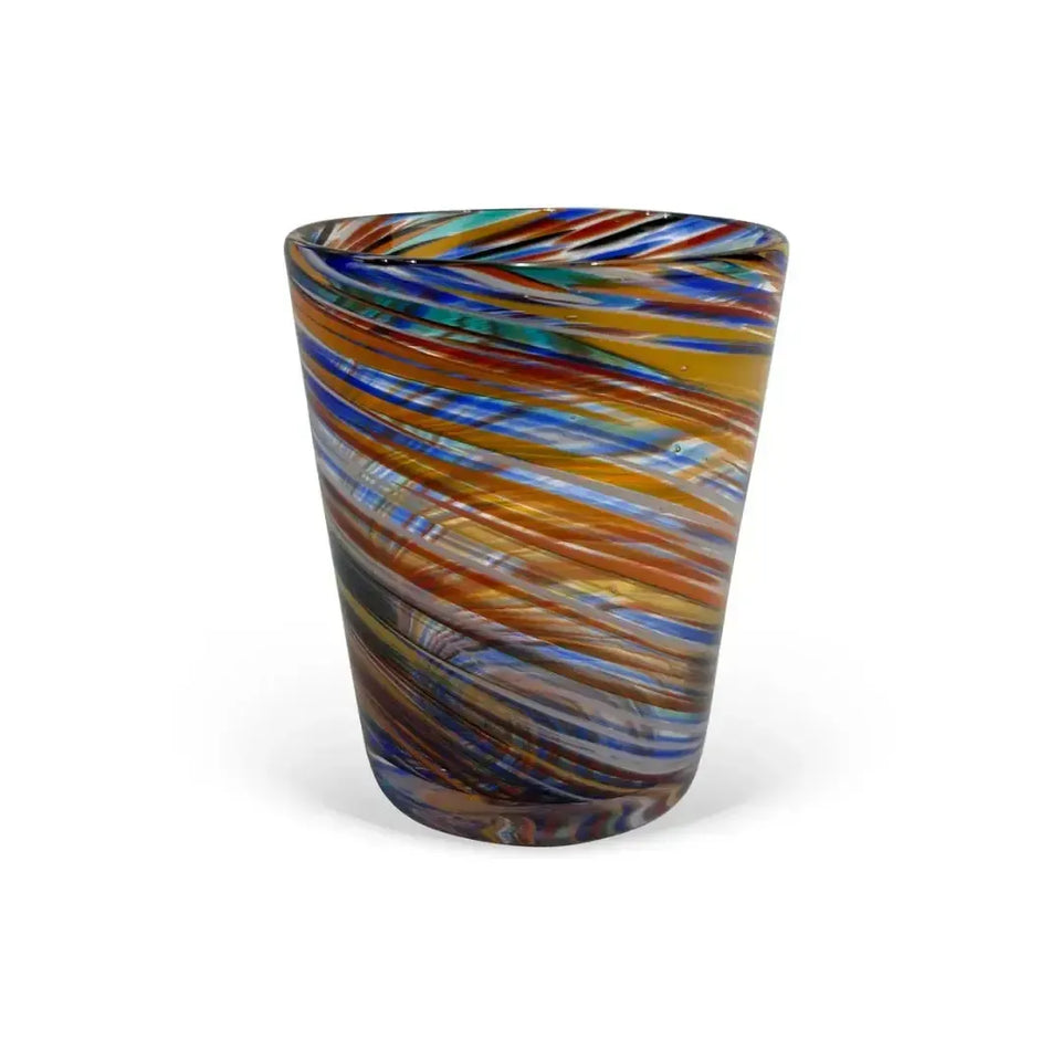 Conjunto 6 Copos Vidro Efeito Espiral Azul / Âmbar Linha Atmosfera 400ml