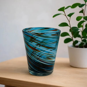 Conjunto 6 Copos Vidro Efeito Espiral Azul Linha Atmosfera 400ml