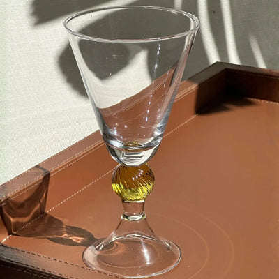 Conjunto 6 Copos para Água Vidro Transparente Haste Âmbar Linha Sintonia 300ml