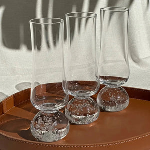 Conjunto 6 Copos para Água Vidro Transparente Haste Bolhas Linha Sintonia 220ml