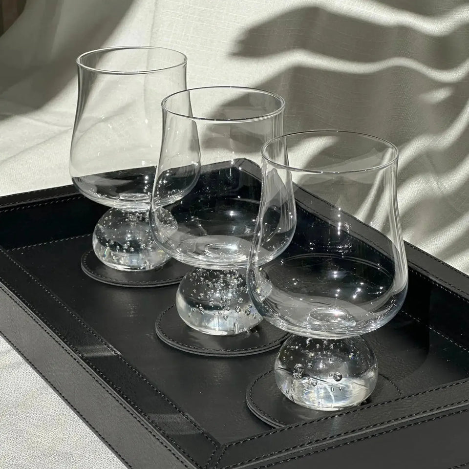 Conjunto 6 Copos para Água Vidro Transparente Haste Bolhas Linha Sintonia 440ml