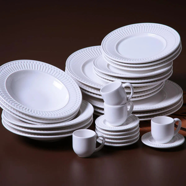 Conjunto 6 Pratos Fundos Roma Branco Cerâmica 22cm Porto Brasil