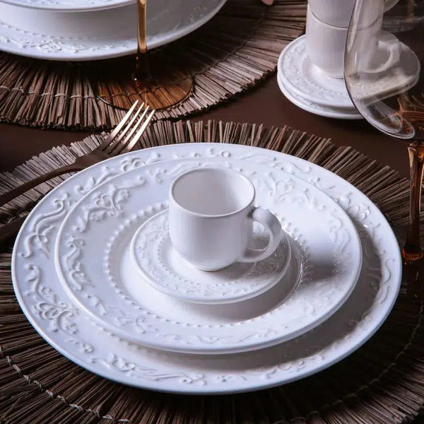 Conjunto 6 Pratos Fundos Stoneware Acanthus Branco 22cm Porto Brasil