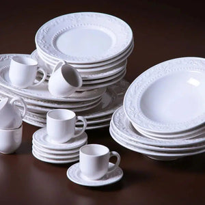 Conjunto 6 Pratos Fundos Stoneware Acanthus Branco 22cm Porto Brasil